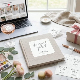 Adesivo Quadrado Chuva de noiva elegante retrô em preto e branco