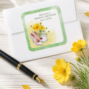 Adesivo Quadrado Chuva de Noiva Floral Amarela
