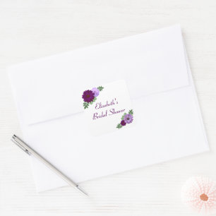 Adesivo Quadrado Chuva de Noiva Floral Peônia Roxa