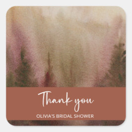 Adesivo Quadrado Chuva de Noiva Floresta Terracota Aquarela Outono