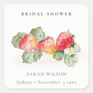 Adesivo Quadrado Chuva de Noiva Folhagem Vermelha Doce Morango