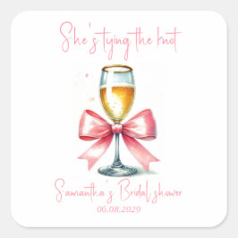 Adesivo Quadrado Chuva de noiva laço rosa Coquette