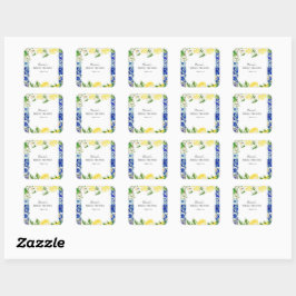 Adesivo Quadrado Chuva de Noiva Limão com Azulejo Azul Italiano