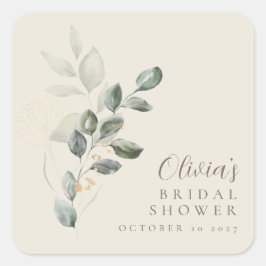 Adesivo Quadrado Chuva de Noiva Minimalista Dourada Personalizada