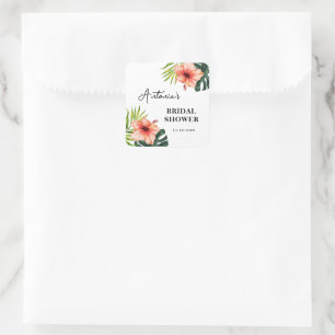 Adesivo Quadrado Chuva de Noiva Tropical Monstera Palm 