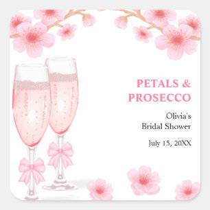 Adesivo Quadrado Chuva de Pétalas e Prosecco no Chá de Noiva com La