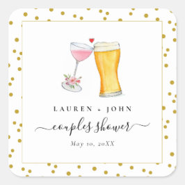 Adesivo Quadrado Chuva de presentes de casal Bolhas e Cerveja