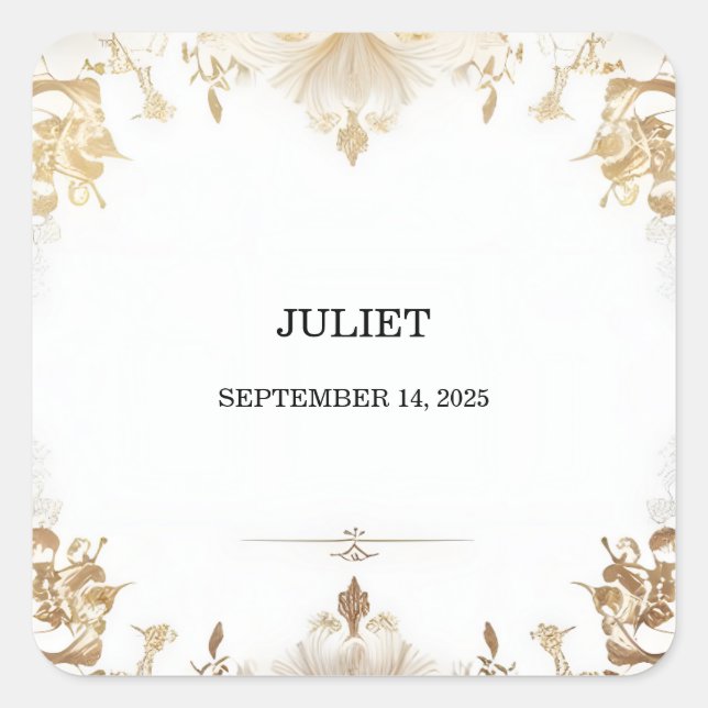 Adesivo Quadrado Chuva de Presentes de Noiva Simples Clássica Forma (Frente)