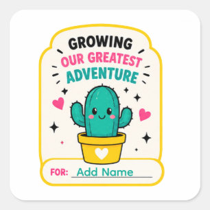 Adesivo Quadrado 🌵 Chuvando Nossa Maior Aventura Chás de Bebê 🌵