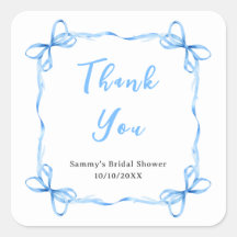 Chuveiro de Noiva Fita Azul Coquete Obrigado