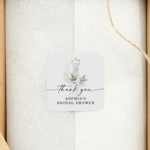 Adesivo Quadrado Chuveiro de Noiva Verde Água Dourado Obrigado