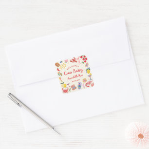 Adesivo Quadrado Ciao Baby Chuvada de Bebê Personalizado listrado i