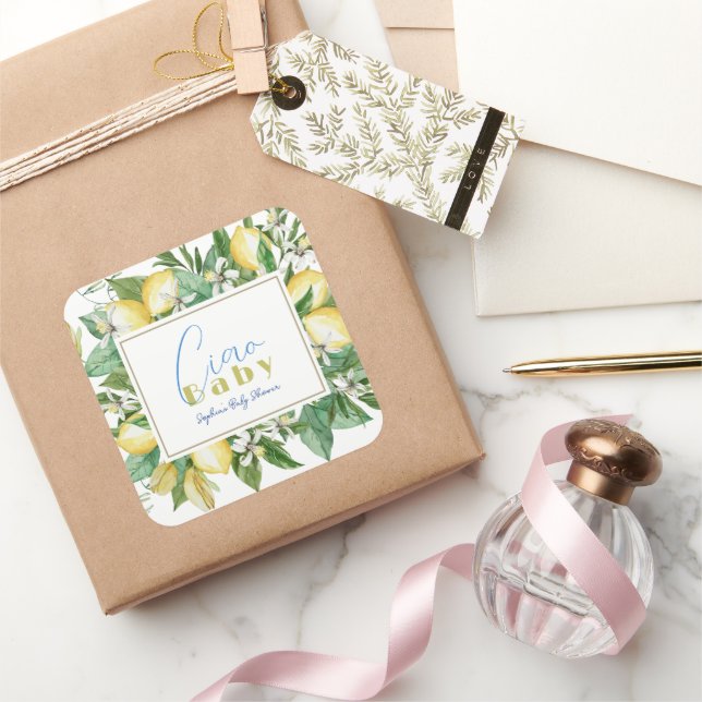 Adesivo Quadrado Ciao Baby Citrus Lemon Chá de fraldas (Presentear)