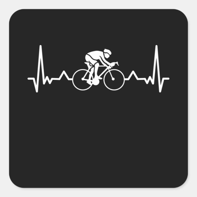 Adesivo Quadrado Ciclista Heartbeat Engraçado Presente de Ciclismo (Frente)