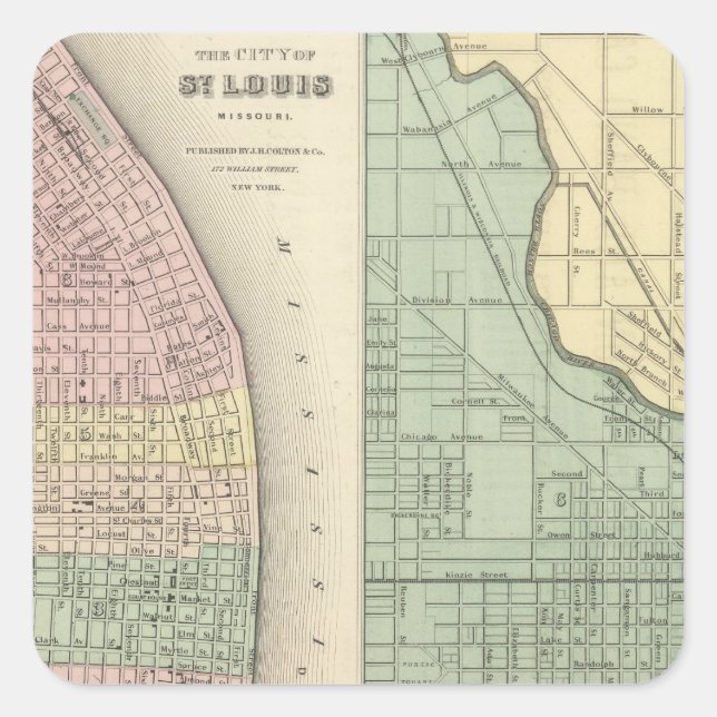 Adesivo Quadrado Cidade das Ruas Louis, Missouri City of Chicago (Frente)