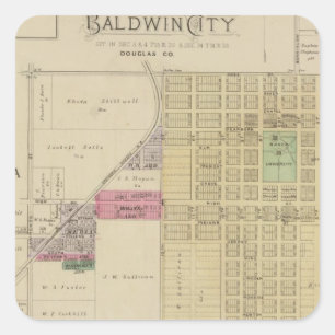 Adesivo Quadrado Cidade de Baldwin, o Condado de Douglas, Kansas
