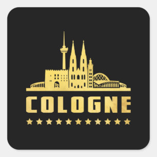 Adesivo Quadrado Cidade de Colônia Alemanha Cidade de Cityscape Fu