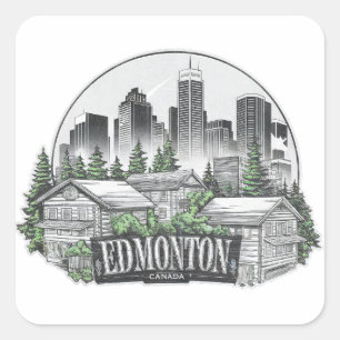 Adesivo Quadrado Cidade de Edmonton, Canadá