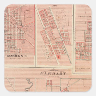 Adesivo Quadrado Cidade de Elkhart, Elkhart Co com Goshen