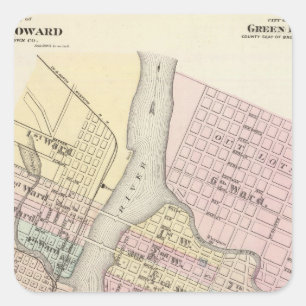 Adesivo Quadrado Cidade de Ft Howard, cidade do Green Bay