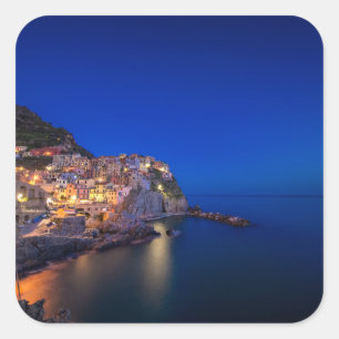 Adesivo Quadrado Cidade de Manarola no Cinque Terre na noite