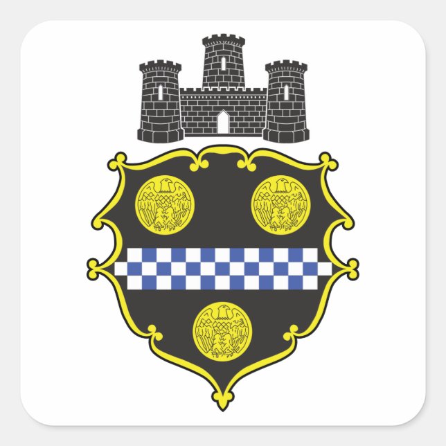 Adesivo Quadrado Cidade do Selo de Pittsburgh (Frente)