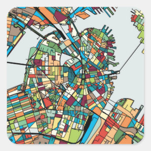 Adesivo Quadrado Cidade EUA de Boston