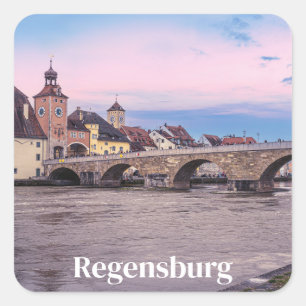 Adesivo Quadrado Cidade histórica de Regensburg, Alemanha