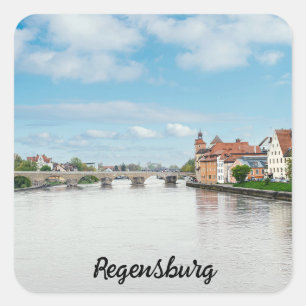 Adesivo Quadrado Cidade histórica de Regensburg, Alemanha