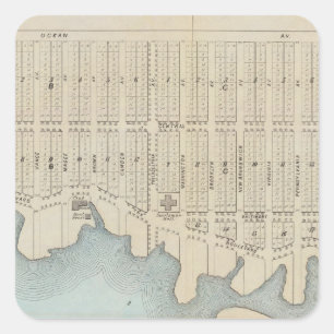Adesivo Quadrado Cidade pelo mar, praia de Lavallette de Squan, NJ