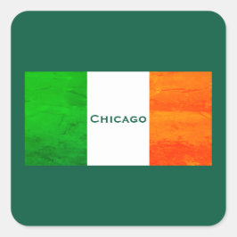 Adesivo Quadrado Cidade Ventosa Chicago Orgulhosamente Irlandês - D