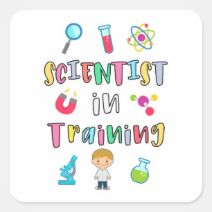 Adesivo Quadrado Cientista em Treinamento para Jovens Cientistas