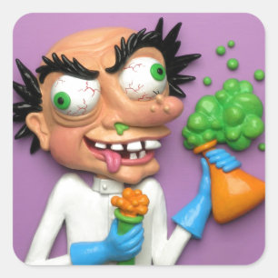 Adesivo Quadrado Cientista louco