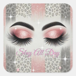 Adesivo Quadrado Cílios com Glitter Rosa