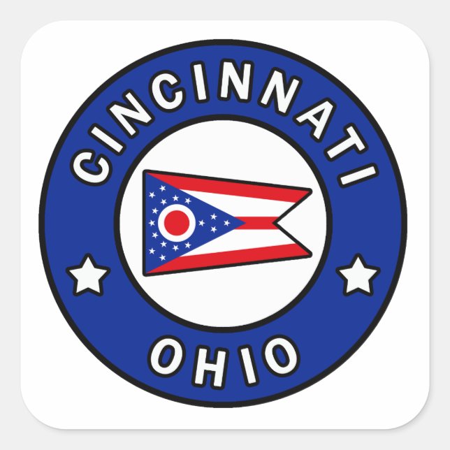 Adesivo Quadrado Cincinnati Ohio (Frente)