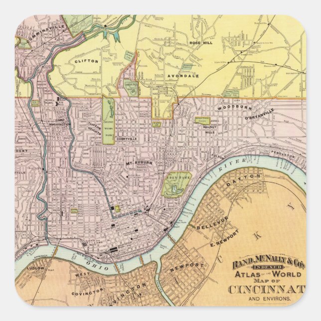 Adesivo Quadrado Cincinnati, Ohio 2 (Frente)