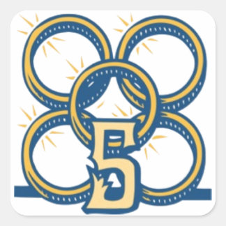 Adesivo Quadrado Cinco Anéis Dourados!