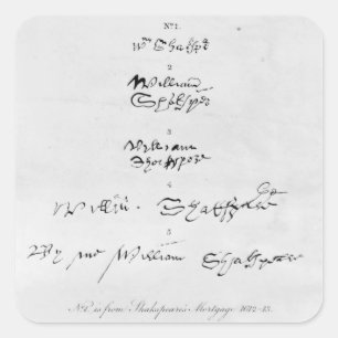 Adesivo Quadrado Cinco autógrafos originais de William Shakespeare