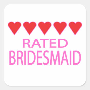 Adesivo Quadrado Cinco Bridesmaid do Coração
