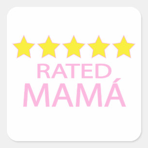 Adesivo Quadrado Cinco estrelas Mamá