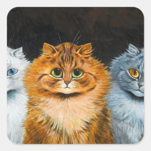 Adesivo Quadrado Cinco gatos por Louis Wain