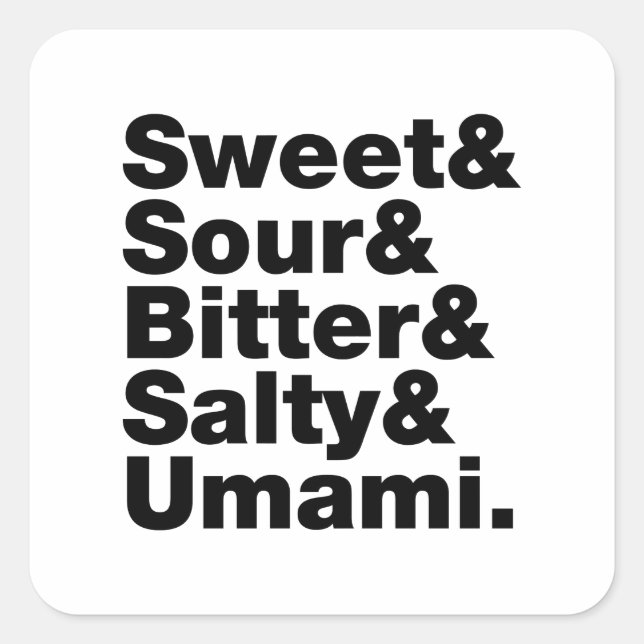 Adesivo Quadrado Cinco gostos básicos (Frente)