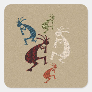 Adesivo Quadrado Cinco Kokopelli