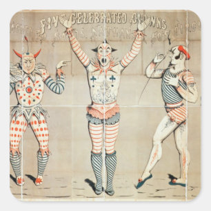 Adesivo Quadrado Cinco Palhaços Celebrados Conectados a Areia