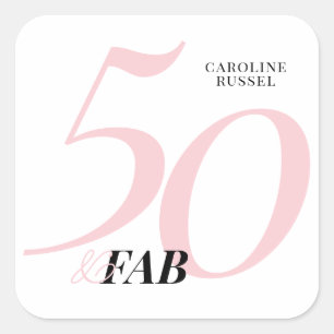 Adesivo Quadrado Cinquenta e Fabuloso Rosa Aniversário de 50 anos