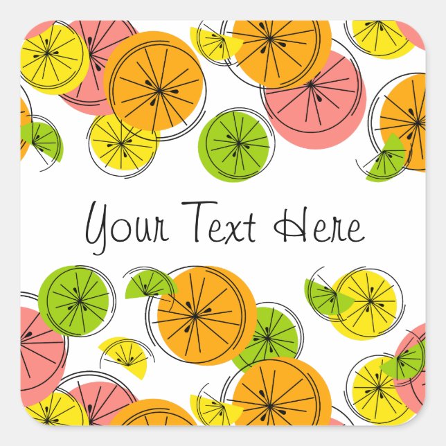 Adesivo Quadrado Cintilante de Texto Citrus (Frente)