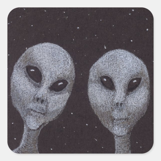 Adesivo Quadrado Cinza alienígena (Frente)