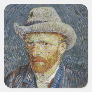 Adesivo Quadrado Cinza Autoretrato Van Gogh Sentiu Ódio Na Pintura