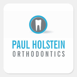 Adesivo Quadrado CINZA azul do logotipo do dente profissional moder