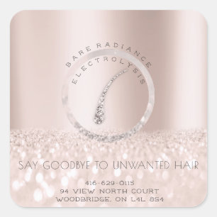 Adesivo Quadrado Cinza de Rosa do Endereço de Remoção do Cabelo de